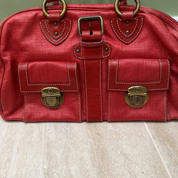 MARC JACOBS Red Coated Canvas Venetia Satchel Bag - Picture 14 of 14